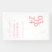 シックなピンクモダンミニマ結婚リスト 横断幕 (横)