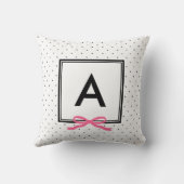 シックなピンクリボン水玉模様パターンモノグラム クッション (裏面)