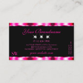 シックなピンクレッドグラデーションブラックスパークルジュエリーモノグラム 名刺 (裏面)