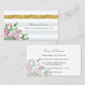 シックなピンクローズフェイク金ゴールドストライプインテリアデザイン 名刺 (正面/裏面)