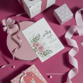シックなピンクローズ牡丹フローラエレガンス結婚ズ 招待状