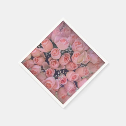シックなピンクローゼズブーケカントリーヴィンテージ スタンダードカクテルナプキン (角)