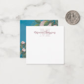 シックなピンクヴィンテージバラエレガントフローラフラワーブルー ノートカード (正面/裏面インサイチュ)