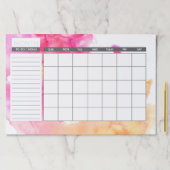 シックなピンク及びオレンジ水彩画の月例カレンダー ペーパーパッド (インサイチュ)