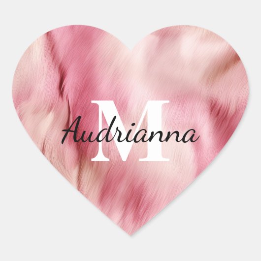 シックなピンク女性のカーボーイコウィドモノグラム ハートシール (正面)