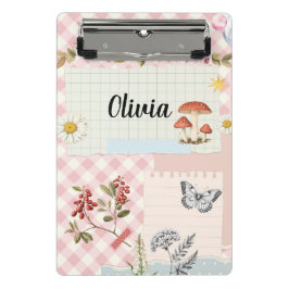 シックなピンク市松模様にのミニクリップボード(フローラ準拠) ミニクリップボード