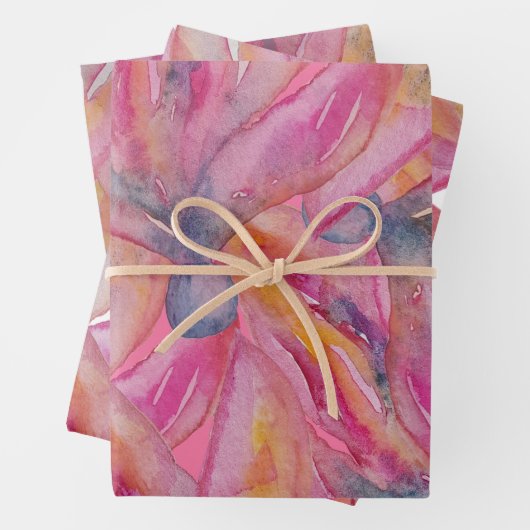 シックなピンク抽象芸術ウォーターカラーアート ラッピングペーパーシート (インサイチュ)