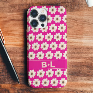 シックなピンク明るい赤紫色フローラ iPhone 16ケース