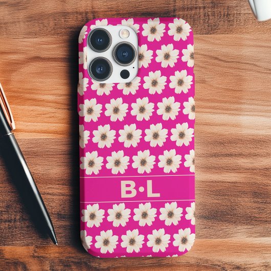 シックなピンク明るい赤紫色フローラ Case-Mate iPhoneケース
