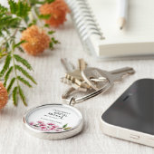 シックなピンク桜フローラブライダルシャワーありがとう キーホルダー (側面)