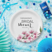 シックなピンク桜フローラ植物学ブライダルシャワー ペーパープレート (パーティー)