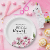 シックなピンク桜フローラ植物学ブライダルシャワー ペーパープレート (パーティー)