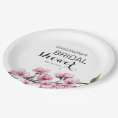 シックなピンク桜フローラ植物学ブライダルシャワー ペーパープレート (アングル)