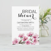 シックなピンク桜フローラ植物学ブライダルシャワー 招待状 (スタンド正面)