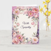 シックなピンク牡丹オーバルフレーム悔やみや弔慰 カード (黄色い花)