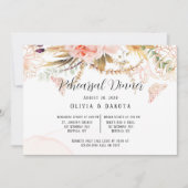 シックなピンク牡丹バタフライリハーサルディナー 招待状 (正面)