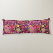 シックなピンク紫色の花モノグラム花柄 ボディピロー (裏面)