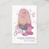 シックなピンク美しいファッション名刺 名刺 (正面)