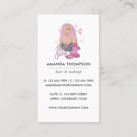 シックなピンク美しいファッション名刺 名刺 (裏面)