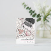 シックなピンク美しいファッション名刺 名刺 (スタンド正面)