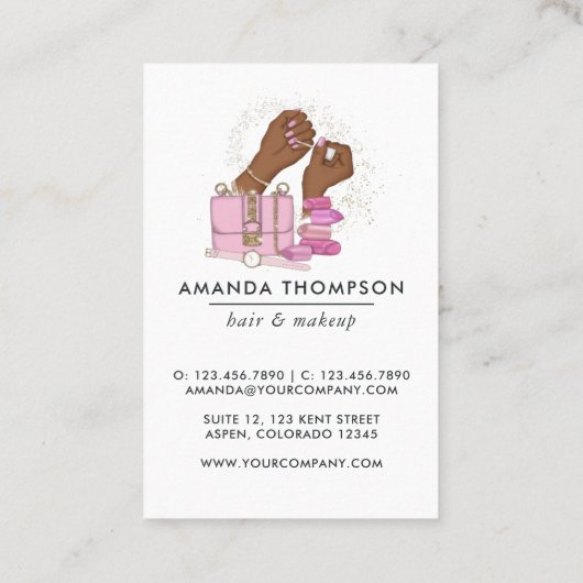 シックなピンク美しいファッション名刺 名刺 (裏面)