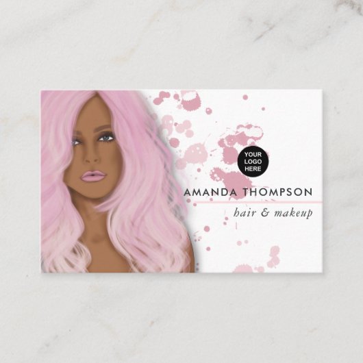 シックなピンク美しいファッション名刺 名刺 (正面)