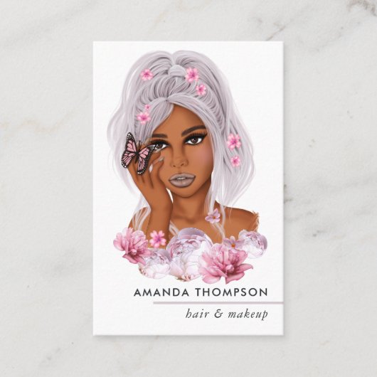 シックなピンク美容師名刺 名刺 (正面)