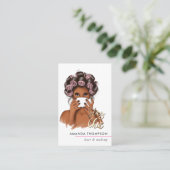 シックなピンク美容師 名刺 (スタンド正面)