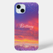 シックなピンク色のサンセットフォト紙吹雪カスタムスクリプト Case-Mate iPhoneケース (裏面)