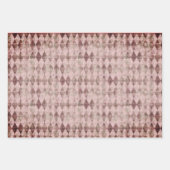 シックなピンク赤面マーブルハーレクインクリスマスシンボル ラッピングペーパーシート (正面3)