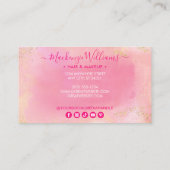 シックなピンク金ゴールドグリッターマーブルモノグラムトレンディー 名刺 (裏面)