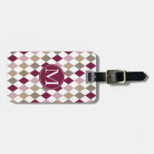 シックなピンク金ゴールドダイヤモンドモノグラム ラゲッジタグ (正面横)