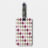 シックなピンク金ゴールドダイヤモンドモノグラム ラゲッジタグ (裏面縦)