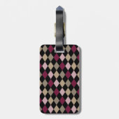 シックなピンク金ゴールドダイヤモンドモノグラム ラゲッジタグ (裏面縦)