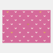 シックなピンク金ゴールドハート誕生日 ラッピングペーパーシート (正面)