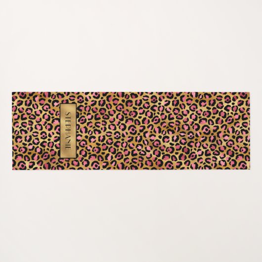 シックなピンク金ゴールドヒョウパーソナライズされたプリント ヨガマット (裏面(横))