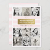 シックなピンク金ゴールドフォトコラージホリデーズカード シーズンカード (正面/裏面)