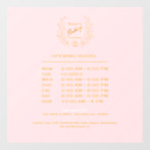 シックなピンク金ゴールドリースベーカリーロゴ |営業時間 ウィンドウサイン (シート)