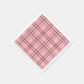 シックなピンク&グレープレイドファッションパターンパーティー スタンダードカクテルナプキン (角)
