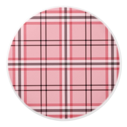 シックなピンク&グレープレイドファッションパターン セラミックノブ (正面)