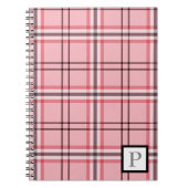 シックなピンク&グレープレイドファッションパターン ノートブック (正面)
