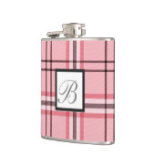 シックなピンク&グレープレイドファッションパターン フラスク (左)