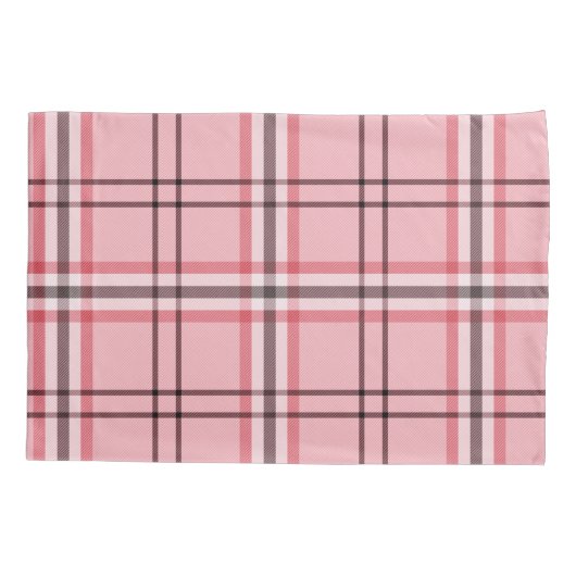 シックなピンク&グレープレイドファッションパターン 枕カバー (裏面)