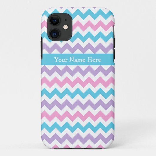 シックなピンク、ターコイズ、メイブとホワイトシェブロン Case-Mate iPhoneケース (裏面)