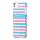 シックなピンク、ターコイズ、メイブとホワイトシェブロン Case-Mate iPhoneケース (裏面左)