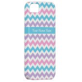 シックなピンク、ターコイズ、メイブとホワイトシェブロン Case-Mate iPhoneケース (裏面/右)