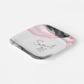 シックなピンク&ブラックマーブルスウィート16紙プレート ペーパープレート (傾斜あり)