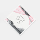 シックなピンク&ブラックマーブルスウィート16誕生日パーティー スタンダードランチョンナプキン (角)