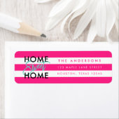 シックなピンク&ホワイトストライプズブラックホームスウィートホーム ラベル (インサイチュ)