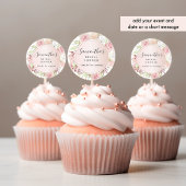 シックなピンク、赤面バラ金ゴールドフローラ任意のイベント好意 ラウンドシール